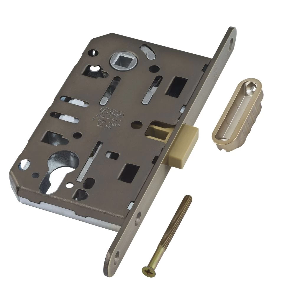 Фото B06103.50.12.640 Корпус врезного замка магнитный под цил. (ант.бр) MEDIANA POLARIS с отв. пл. (скин)