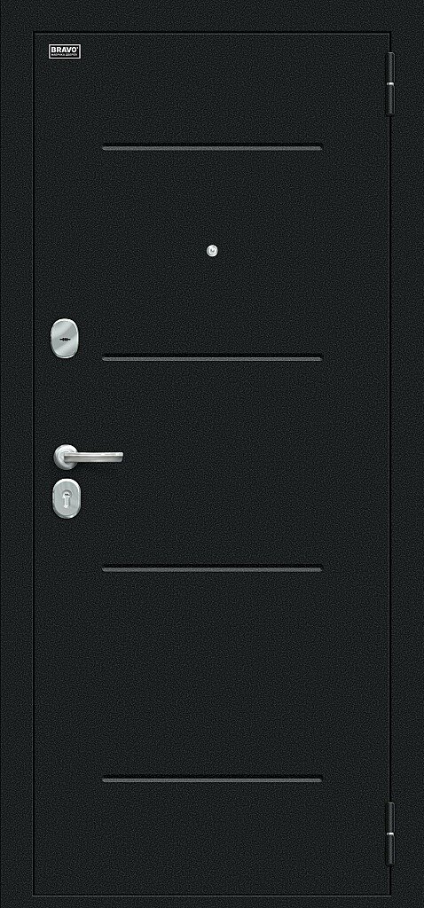Фото Входная дверь Лайн Букле черное/Grey Melinga BR5021 внешняя сторона